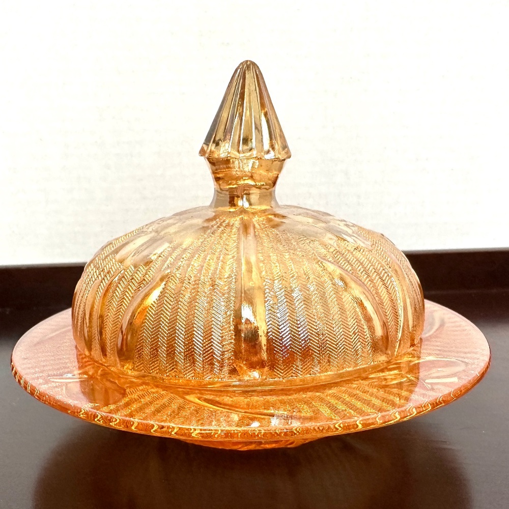 1950s Jeannette Glass Company Iris butter dish & cover